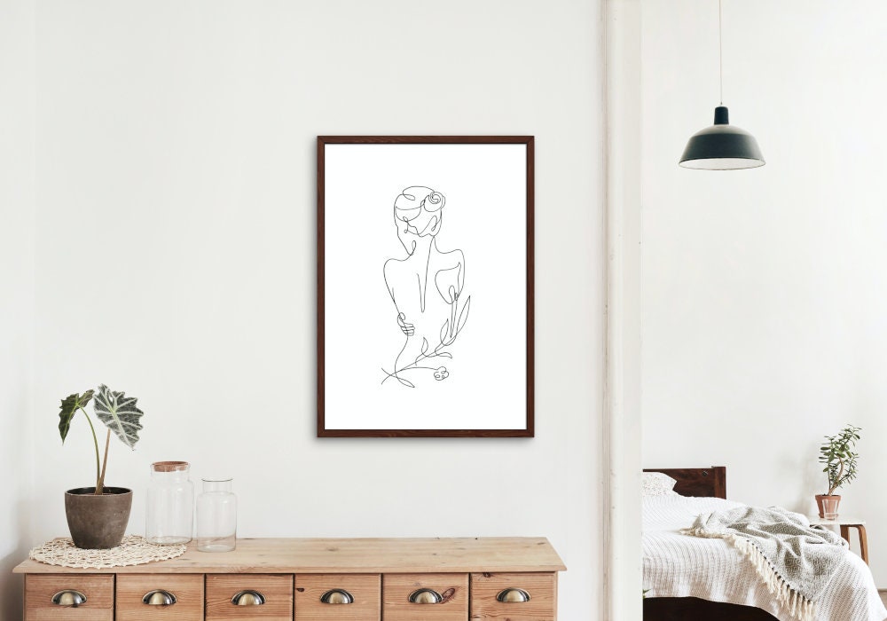 Black and White Woman Line Art Print INSTANT DOWNLOAD, female form art, continuous line art, line drawing print, Fashion Posters, Glam Decor