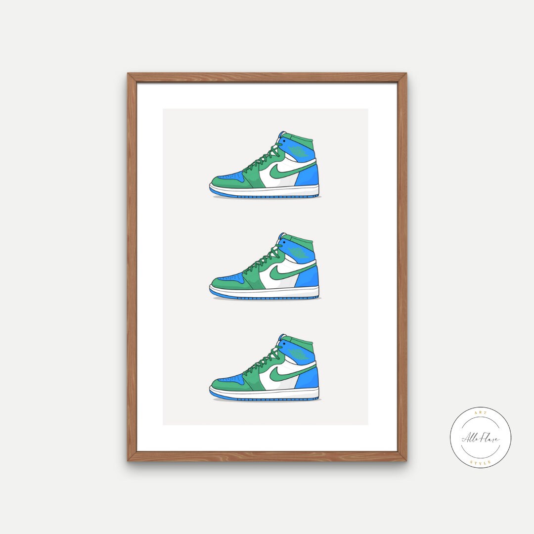 Hypebeast Green Blue Sneaker Poster DIGITAL PRINT, Street Style Art, Basketball Prints, Minimalist Shoe Poster, Sneaker Print, Sneakerhead