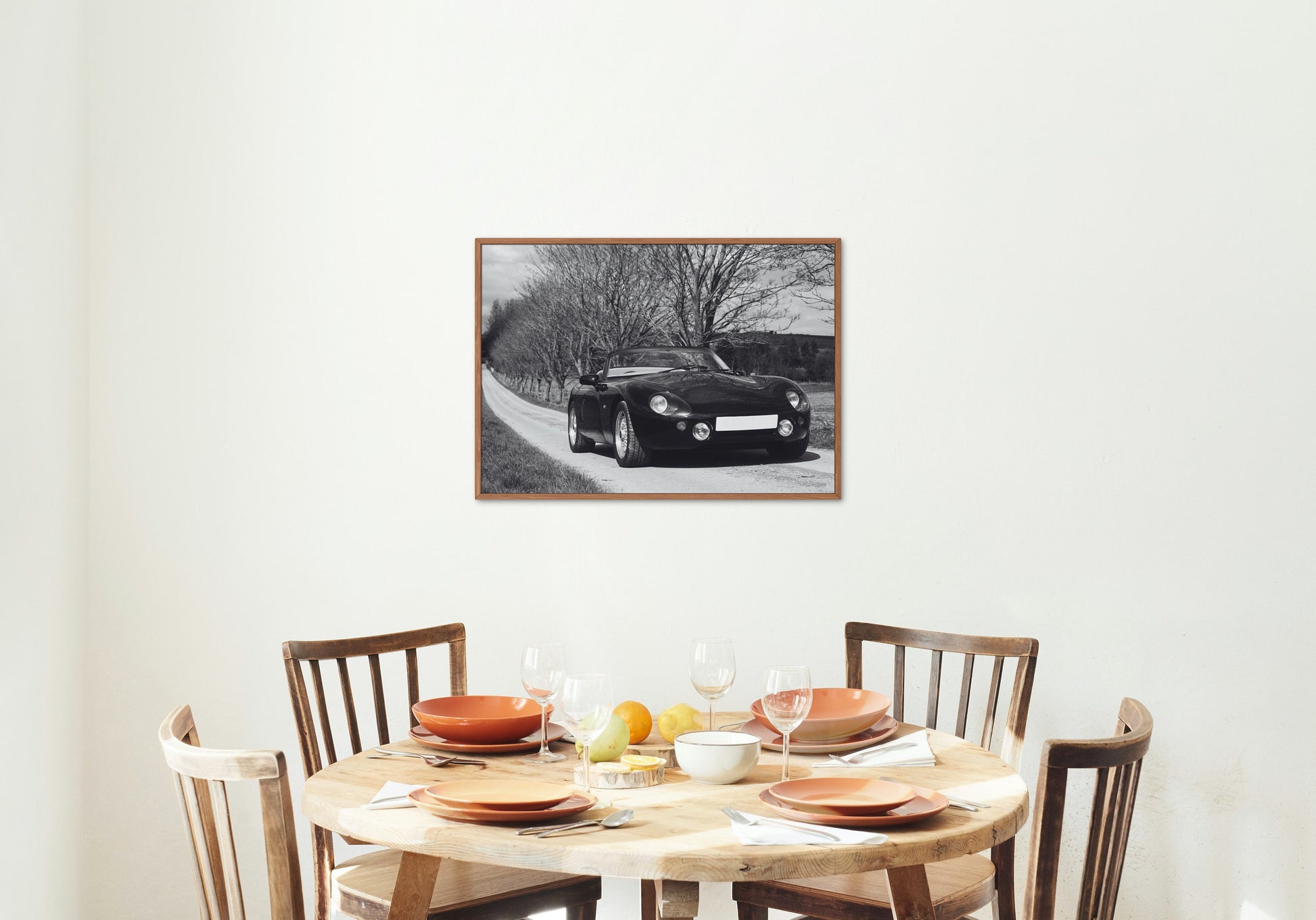 Black & White Luxury Vintage Car in the Country DIGITAL PRINT, Horizontal Wall Art, Car Photography, Retro Wall Decor, Old Car Picture, Glam