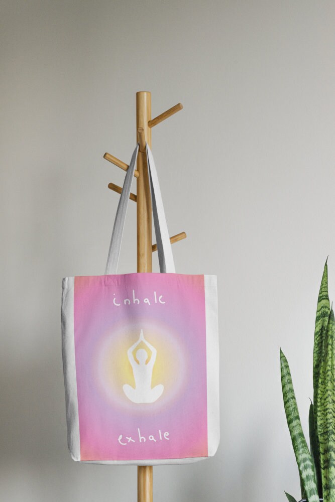 Inhale Exhale Poster DIGITAL PRINT, Danish Pastel, Y2K, Abstract Color, Aura aesthetic art print, yoga pose poster, yoga artwork, zen poster