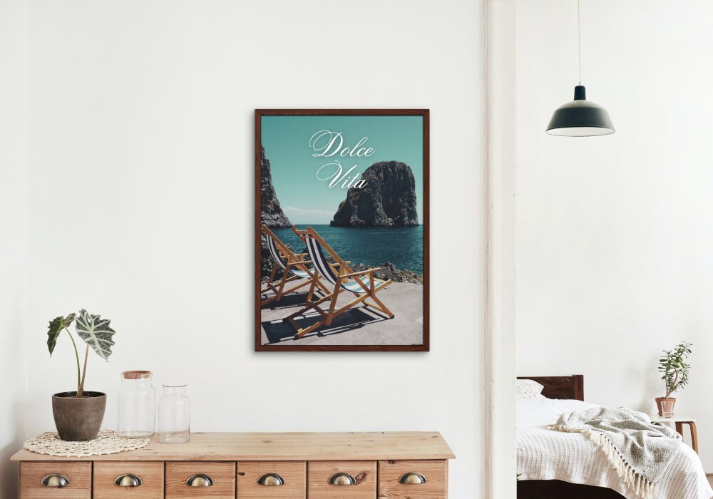 Dolce Vita Capri Poster INSTANT DOWNLOAD, Pastel Mediterranean Decor, Beach Photography, Relaxing wall art, Summer Print, Capri Italy Print