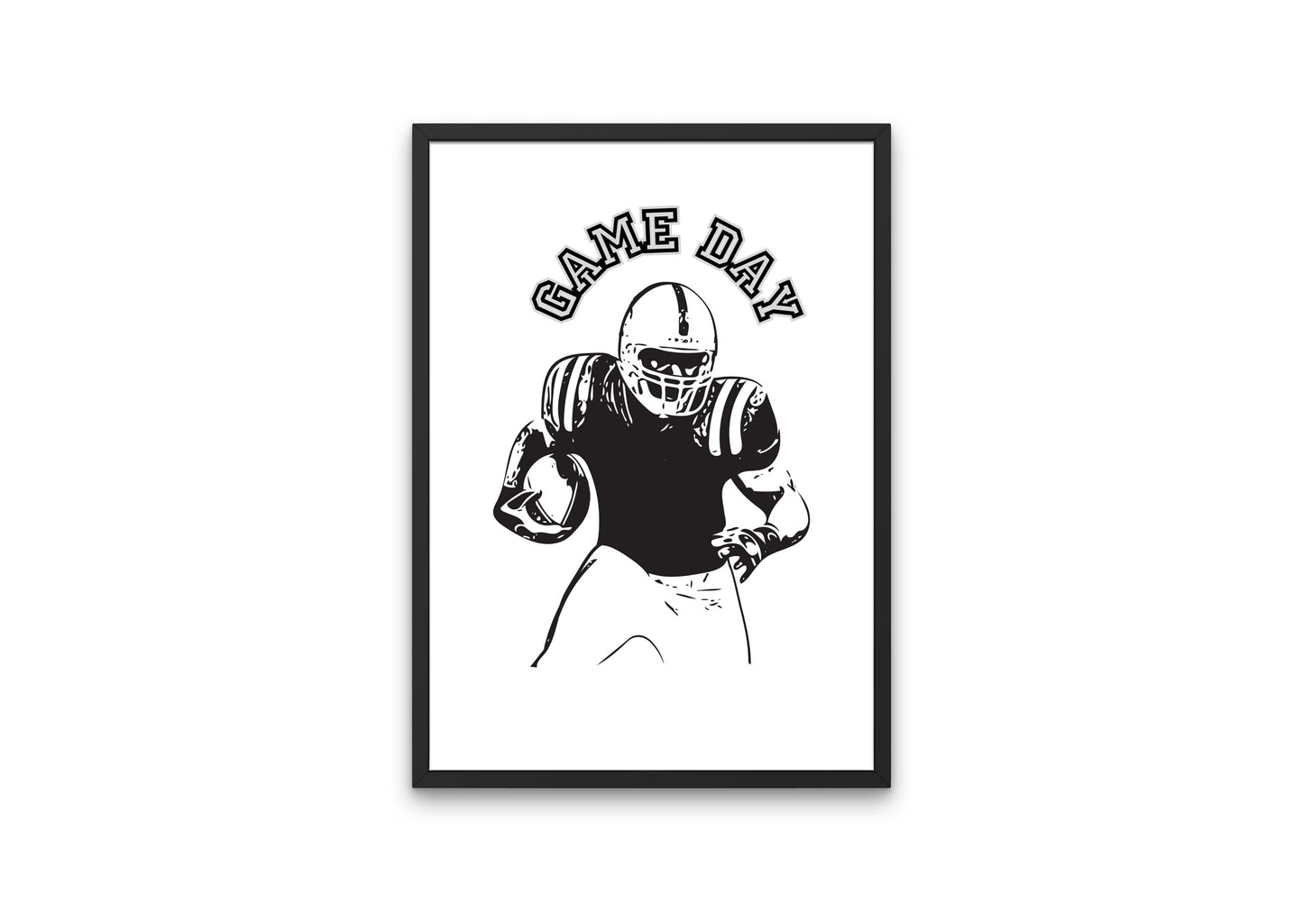 American Football Game Day Poster PRINTABLE, Sport print, Football Player Gift, Football Poster, Black and white print, College football nfl