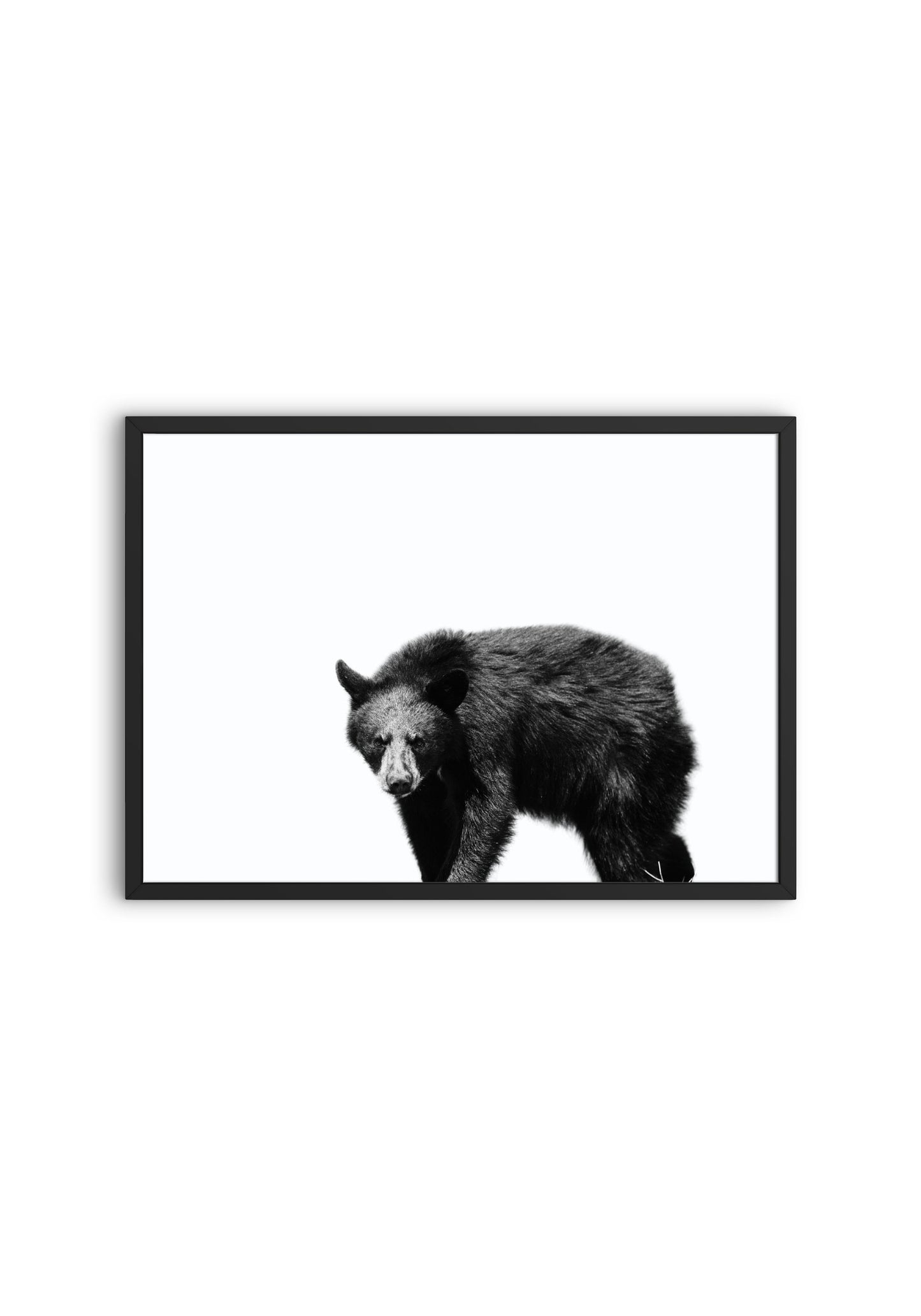 Black and White bear artwork DIGITAL PRINT, horizontal poster, black bear painting, Country Animal Print, Nordic print, forest animal print