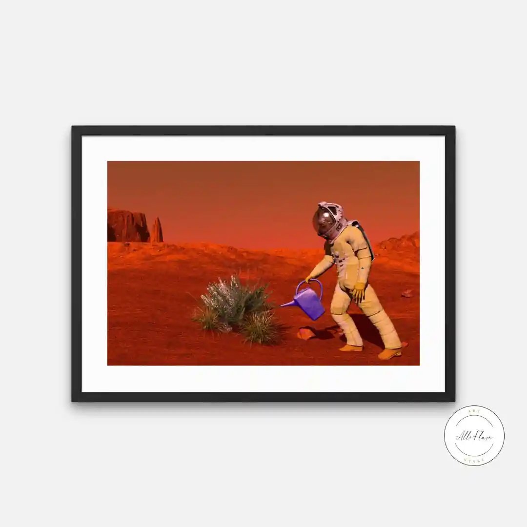 Astronaut in Mars Poster INSTANT DOWNLOAD, solar system poster, indie room décor, astronaut poster, funny astronomy, space poster, NASA art