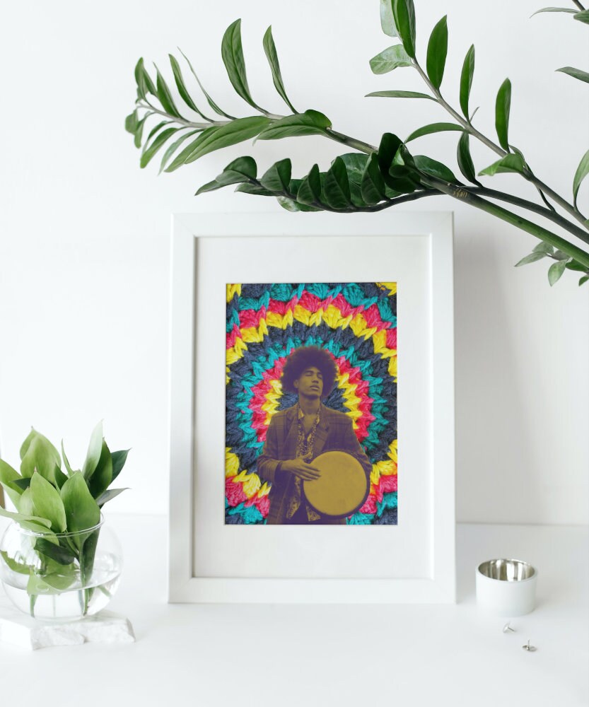 Hippie Guy Wall Print INSTANT DOWNLOAD, Flower power décor, hippie poster, 70s Wall Art, Colorful Art, trippy painting, Bob Marley inspired