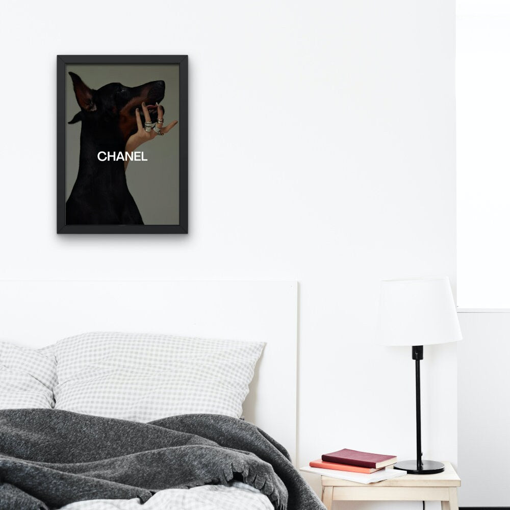 Luxury Fashion Doberman Poster PRINTABLE, Designer Wall Art, Digital Luxury Fashion Wall Art, Designer Dog Print, Doberman Poster, Hypebeast