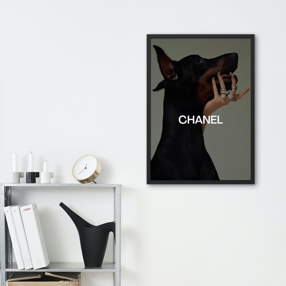 Luxury Fashion Doberman Poster PRINTABLE, Designer Wall Art, Digital Luxury Fashion Wall Art, Designer Dog Print, Doberman Poster, Hypebeast