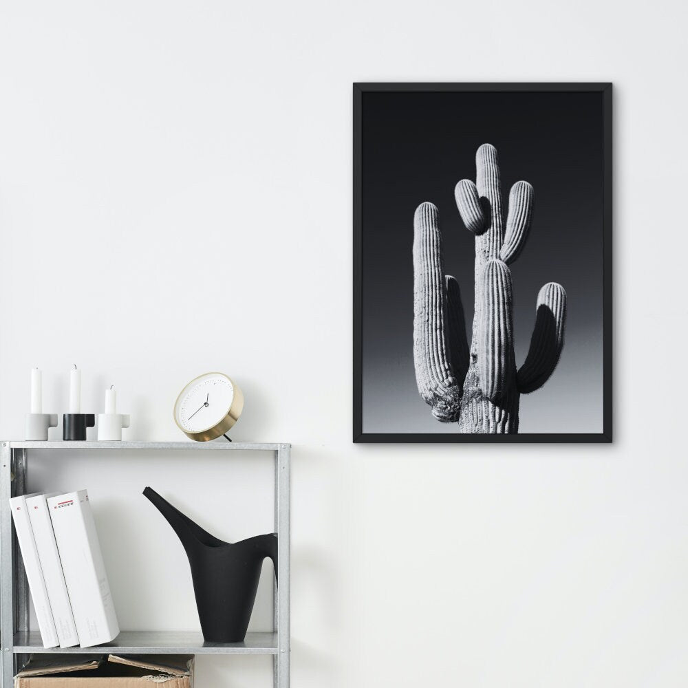 Black and White Desert Cactus INSTANT DOWNLOAD, Black and White Desert Art, Cactus Wall Art, Landscape Prints Wall Art, Rustic Country Art