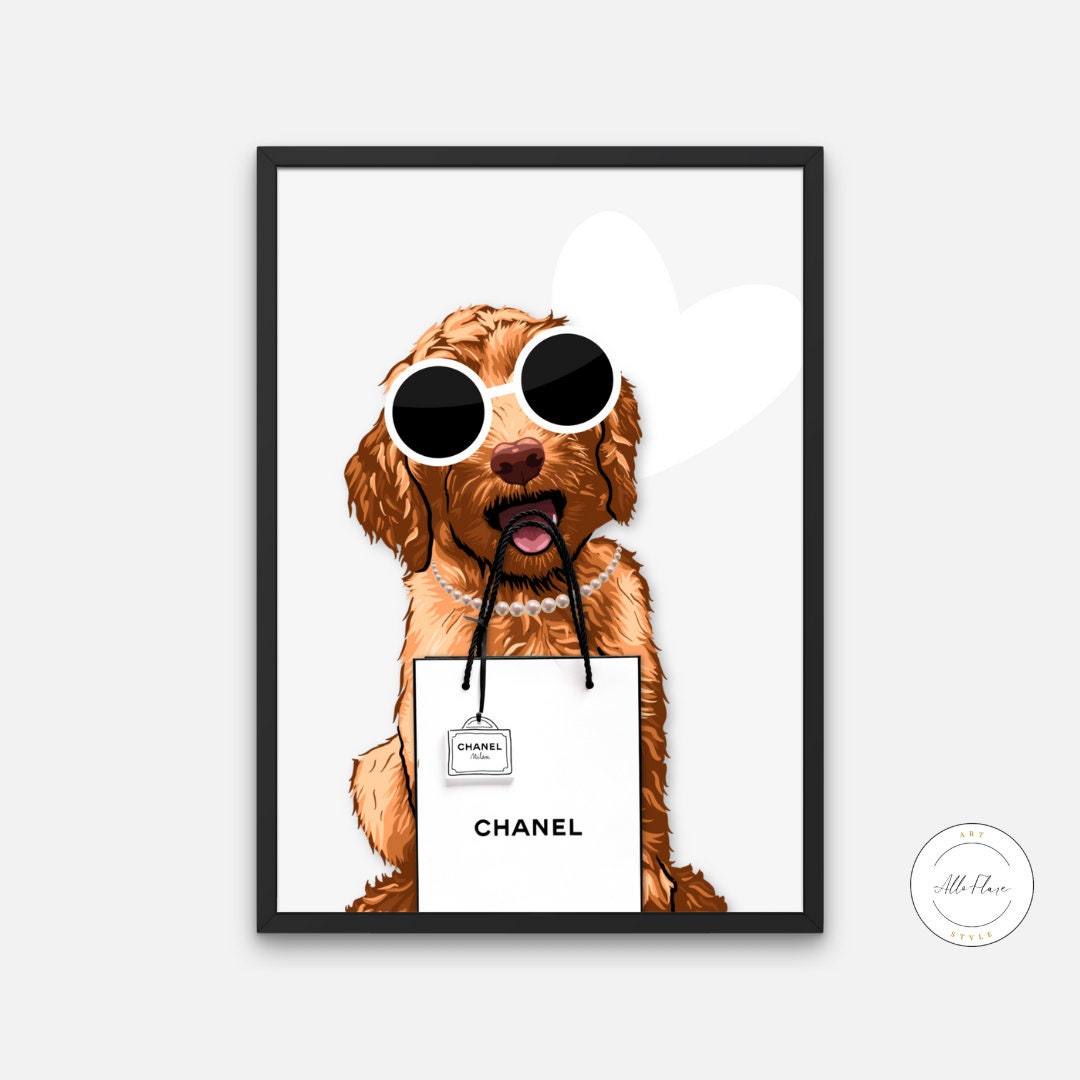 Cute Dog Luxury Fashion Poster PRINTABLE ART, Fashion Dog Print, Designer Poster, Designer Wall Art, Luxury Fashion Wall Art, Dog Lover | Posters, Prints, & Visual Artwork | art for bedroom, art ideas for bedroom walls, art printables, bathroom wall art printables, bedroom art, bedroom pictures, bedroom wall art, bedroom wall art ideas, bedroom wall painting, black and white, black white prints, buy digital art prints online, buy digital prints online, canvas wall art for living room, couture fashion wall a