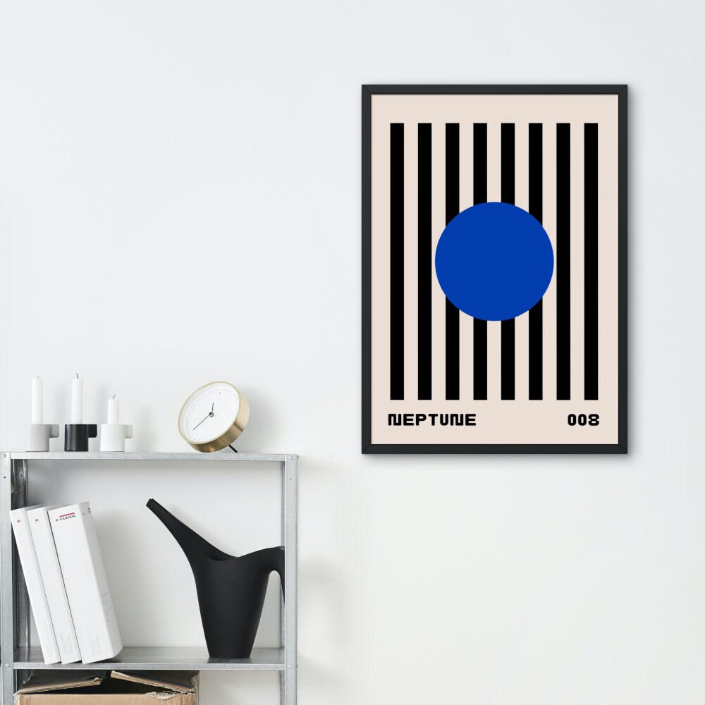 Neptune poster INSTANT DOWNLOAD, solar system poster, indie room décor, astronomy poster, vintage astronomy, space poster, Bauhaus minimal
