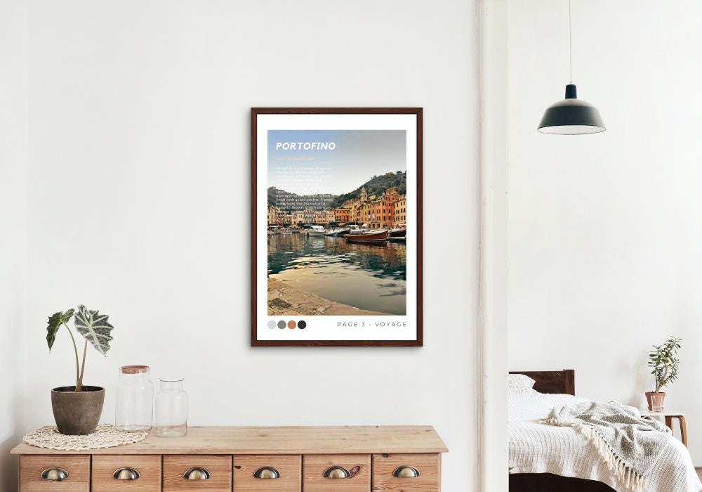 Vintage Portofino Travel Poster PRINTABLE, Travel Art Print, Italy travel poster, Famous places, Retro travel poster, vintage travel print