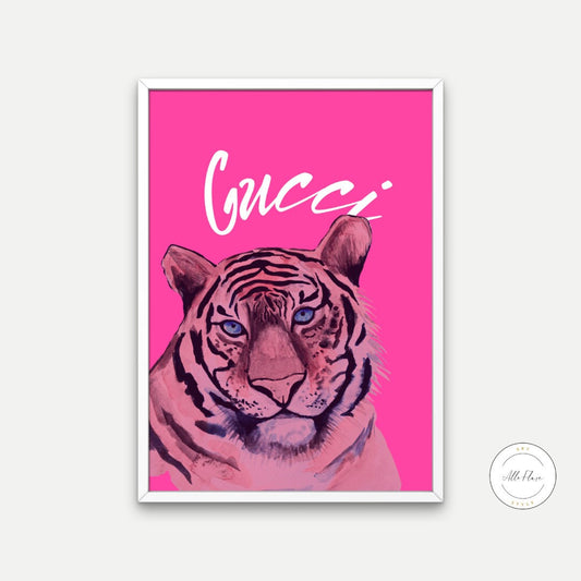 Pink Preppy Tiger Designer Wall Art DIGITAL DOWNLOAD ART PRINTS, Preppy poster, Luxury Fashion Poster, Designer Wall Decor, Pink Preppy Poster, animal | Posters, Prints, & Visual Artwork | aesthetic preppy room decor, animal art, animal lovers, art for bedroom, art ideas for bedroom walls, art printables, bathroom wall art printables, bedroom art, bedroom pictures, bedroom wall art, bedroom wall art ideas, bedroom wall painting, buy digital art prints online, buy digital prints online, canvas wall art for l