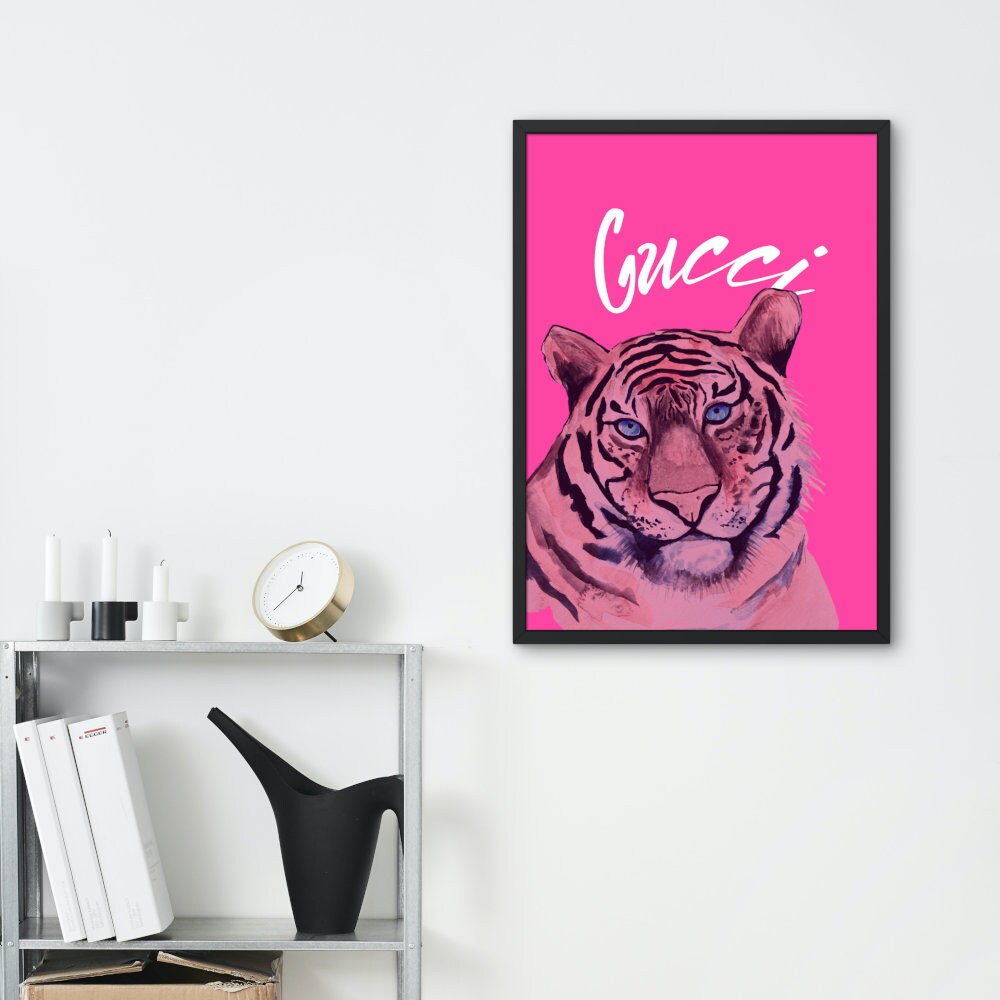 Pink Preppy Tiger Designer Wall Art INSTANT DOWNLOAD, Preppy poster, Luxury Fashion Poster, Designer Wall Decor, Pink Preppy Poster, animal