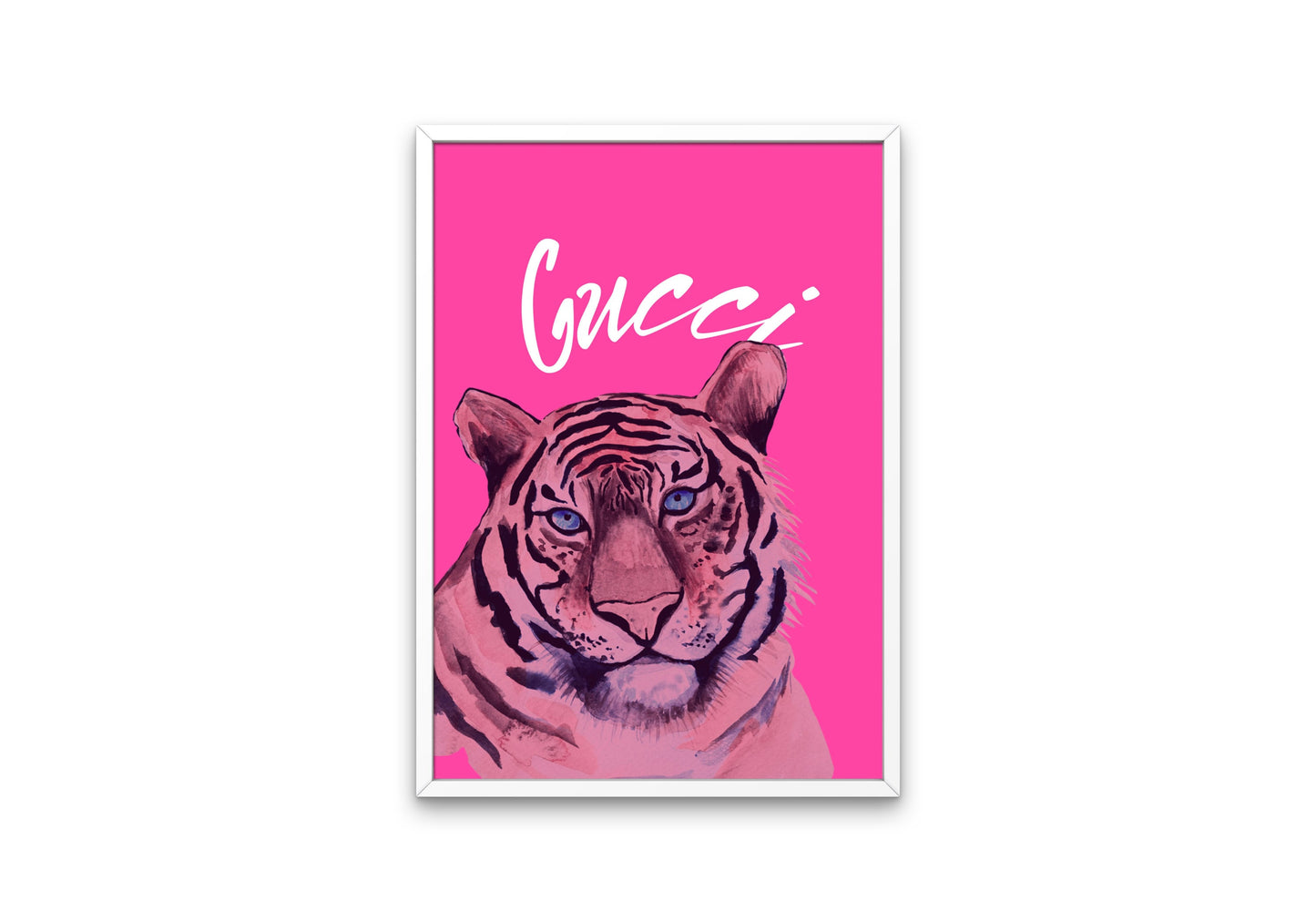 Pink Preppy Tiger Designer Wall Art INSTANT DOWNLOAD, Preppy poster, Luxury Fashion Poster, Designer Wall Decor, Pink Preppy Poster, animal