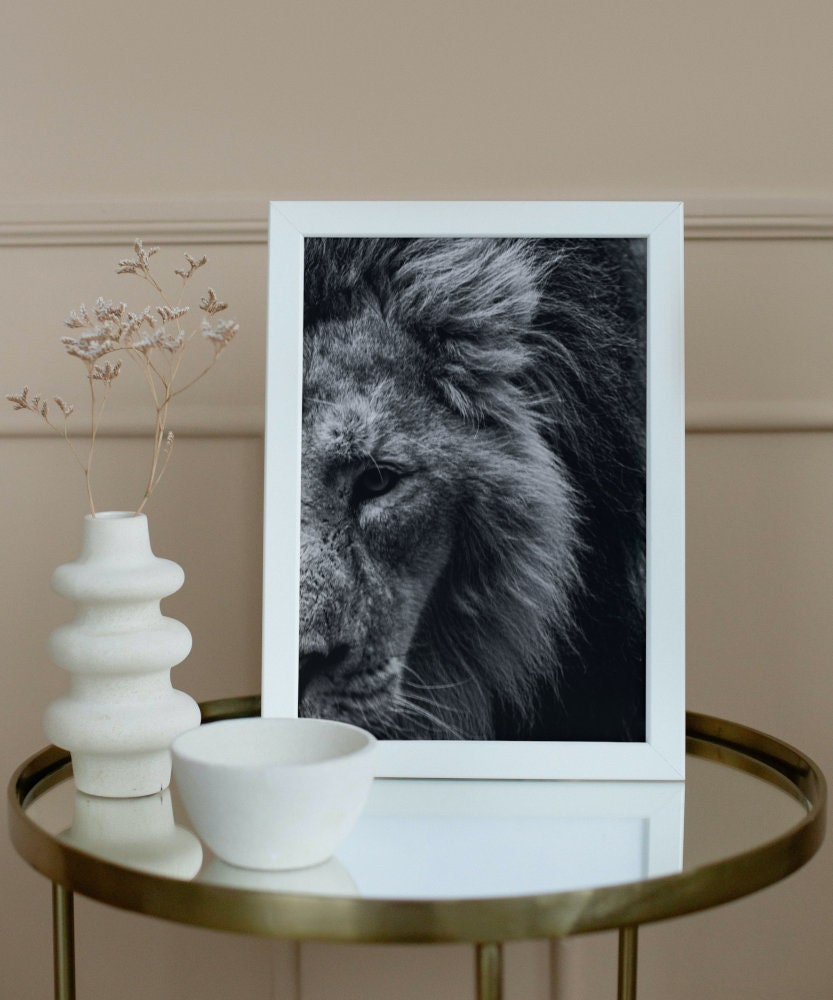 Black and White Lion Head Poster INSTANT DOWNLOAD, Lion image, lion head, cat themed gift, cool poster, Wilderness Photography, Scandinavian