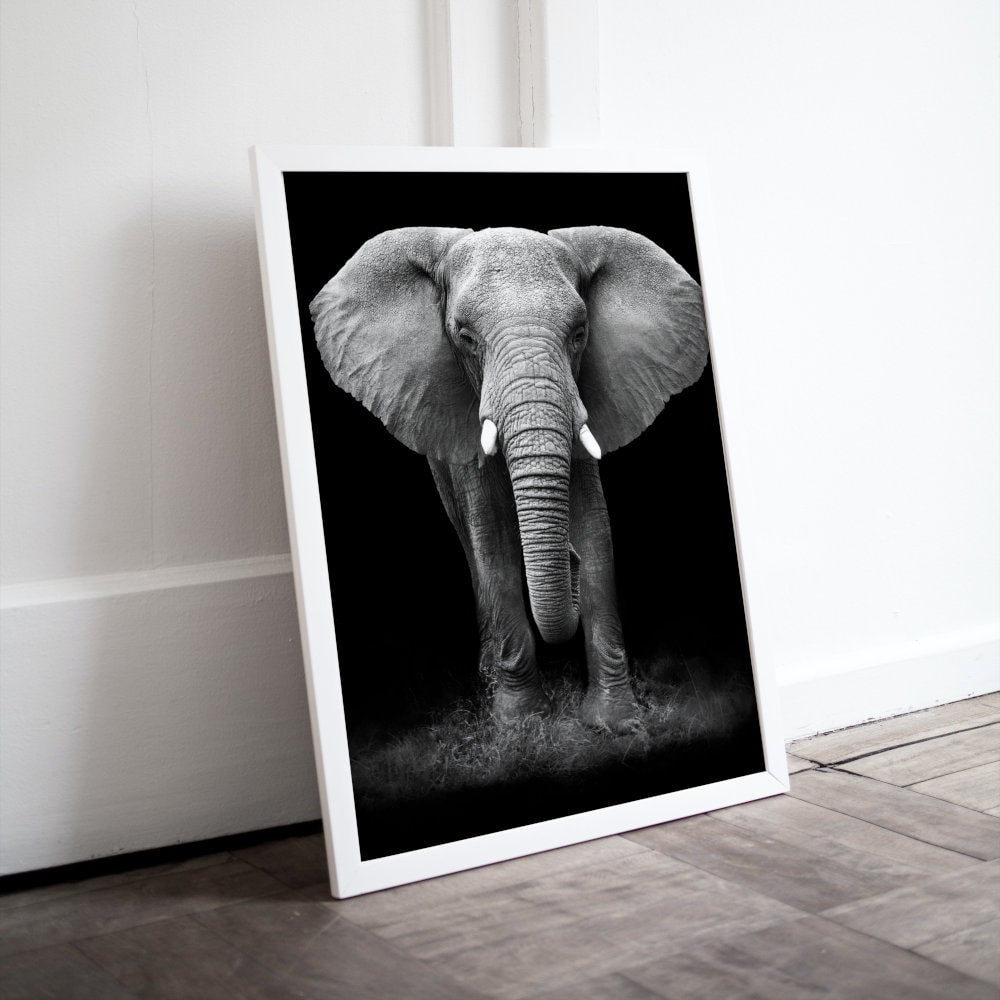 Black and White Elephant Poster INSTANT DOWNLOAD, cool poster, Wilderness Photography, Scandinavian style, Animal Wall Art, nature inspired