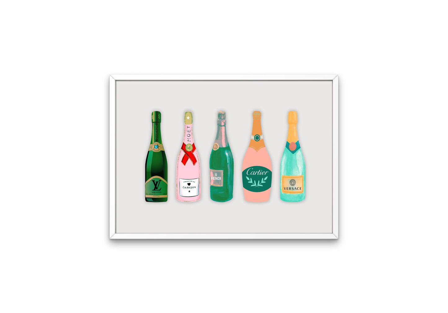 Champagne Wall Art DIGITAL PRINT, Luxury Designer Poster, Glam decor, champagne bar cart, fashion wall art, champagne lover gift, horizontal