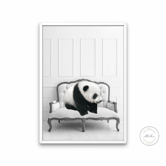 Black and White Panda on Couch DIGITAL ART PRINT, black & white decor, jungle animal décor, panda poster, glam wall art, cute panda, panda gifts | Posters, Prints, & Visual Artwork | art for bedroom, art ideas for bedroom walls, art printables, art prints black and white, bathroom wall art printables, bedroom art, bedroom pictures, bedroom wall art, bedroom wall art ideas, bedroom wall painting, black and white, black and white art print, black and white art prints, black and white art wall, black and white