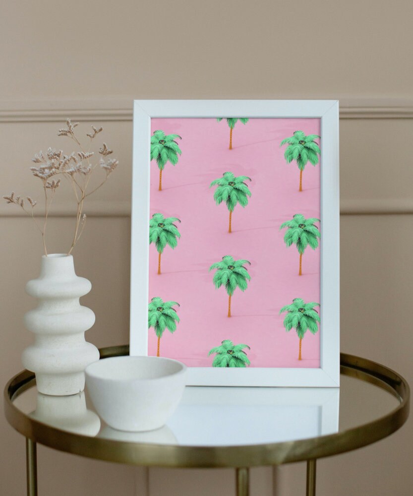 Palm Tree Preppy Poster DIGITAL DOWNLOAD, Tropical Warm Patterns, Preppy Wall Art, palm tree poster, printable palm tree, pink palm tree