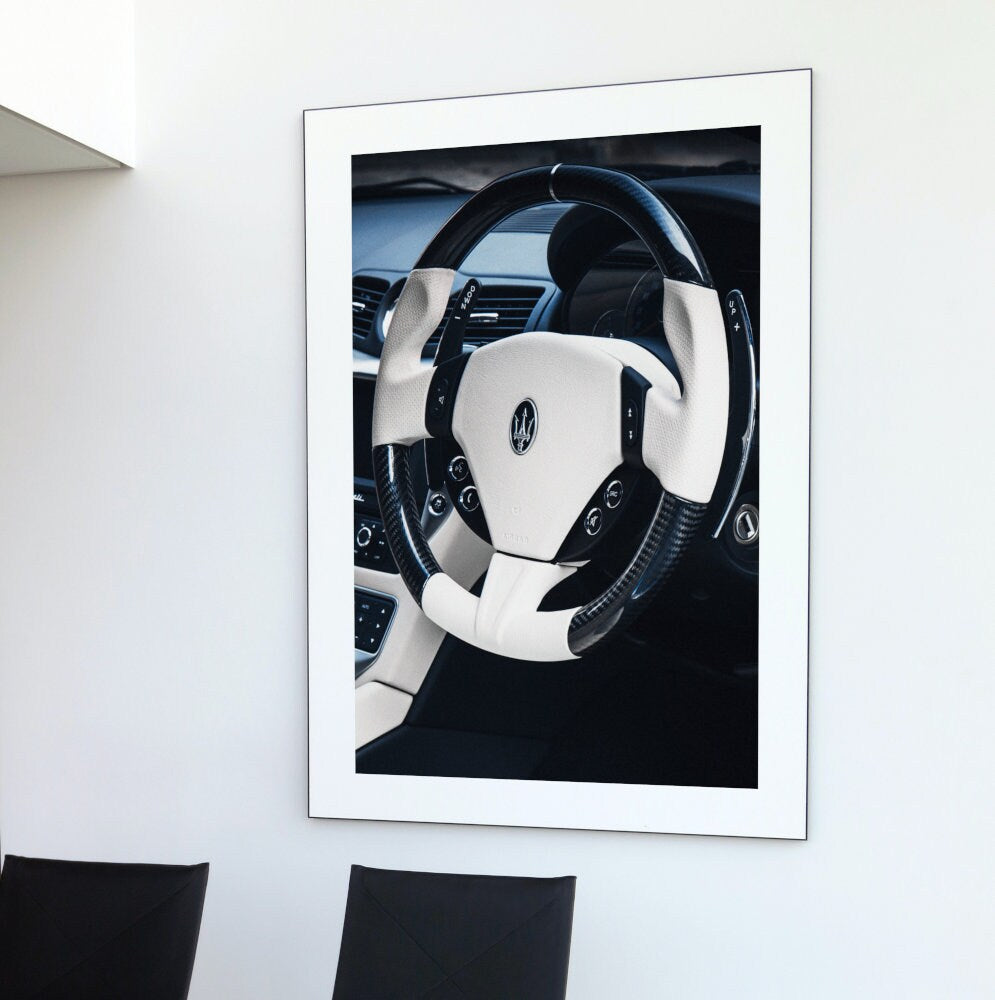 Black & White Steering Wheel Poster INSTANT DOWNLOAD, Luxury car Poster, Designer Wall Art, Luxury Fashion Wall Art, luxury hypebeast poster