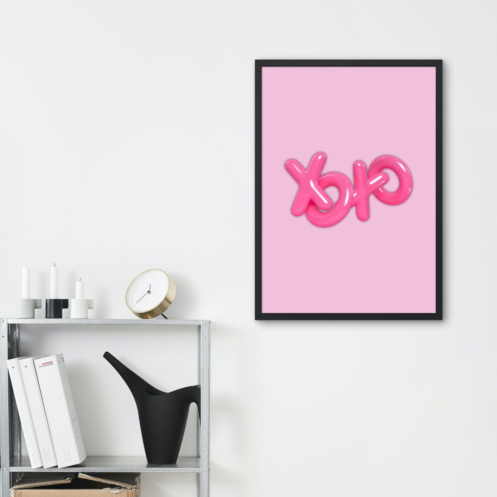 XOXO Poster INSTANT DOWNLOAD, one piece poster, Pink Preppy Wall Art, Preppy decor, Trendy Dorm Prints, Academia aesthetic, balloon wall art