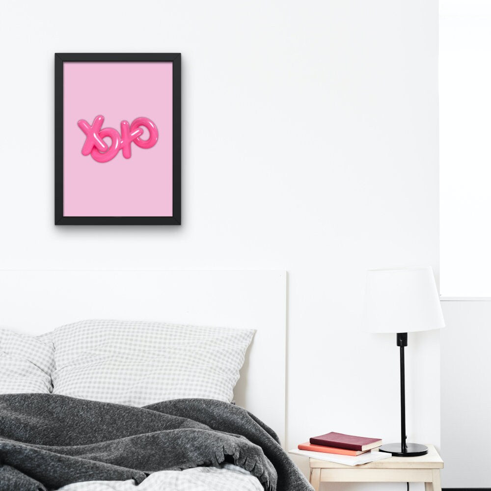 XOXO Poster INSTANT DOWNLOAD, one piece poster, Pink Preppy Wall Art, Preppy decor, Trendy Dorm Prints, Academia aesthetic, balloon wall art