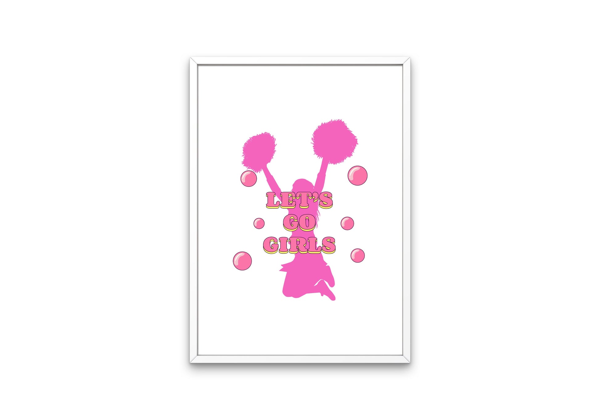 Let's Go Girls Cheerleader Poster INSTANT DOWNLOAD, one piece poster, Pink Preppy Wall Artdecor, Dorm Room Decor, Sports Academia aesthetic