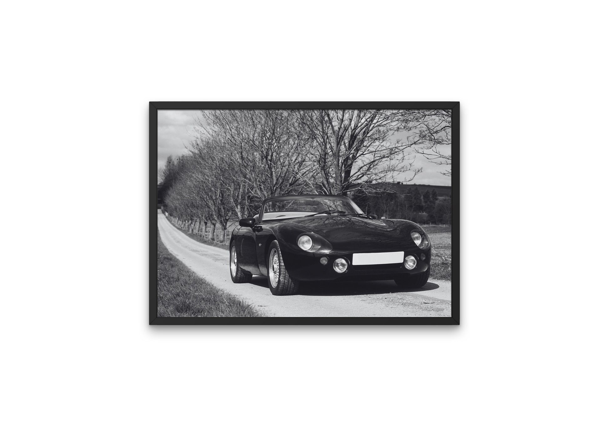 Black & White Luxury Vintage Car in the Country DIGITAL PRINT, Horizontal Wall Art, Car Photography, Retro Wall Decor, Old Car Picture, Glam