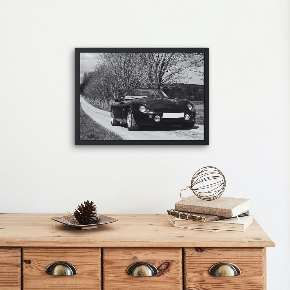 Black & White Luxury Vintage Car in the Country DIGITAL PRINT, Horizontal Wall Art, Car Photography, Retro Wall Decor, Old Car Picture, Glam