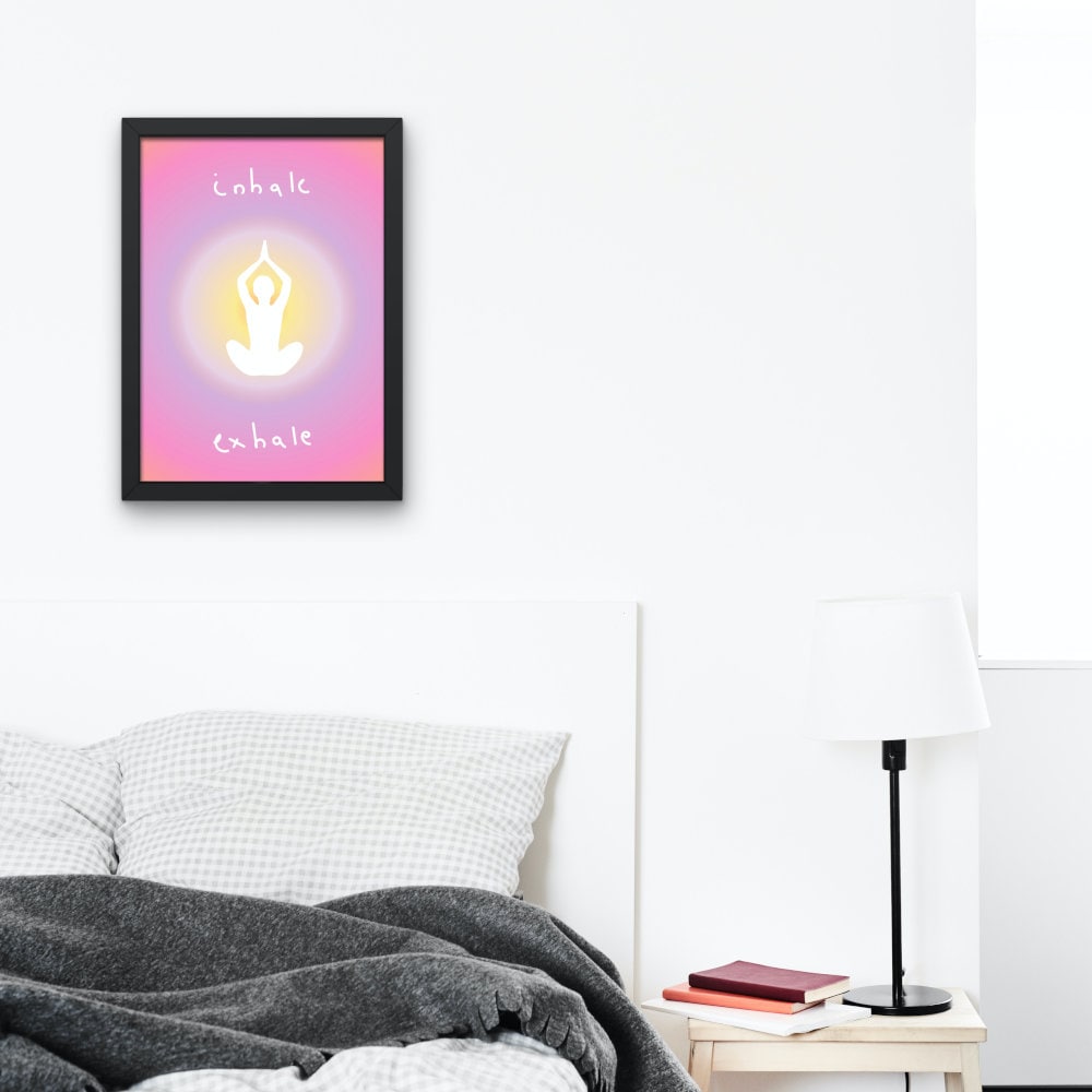 Inhale Exhale Poster DIGITAL PRINT, Danish Pastel, Y2K, Abstract Color, Aura aesthetic art print, yoga pose poster, yoga artwork, zen poster