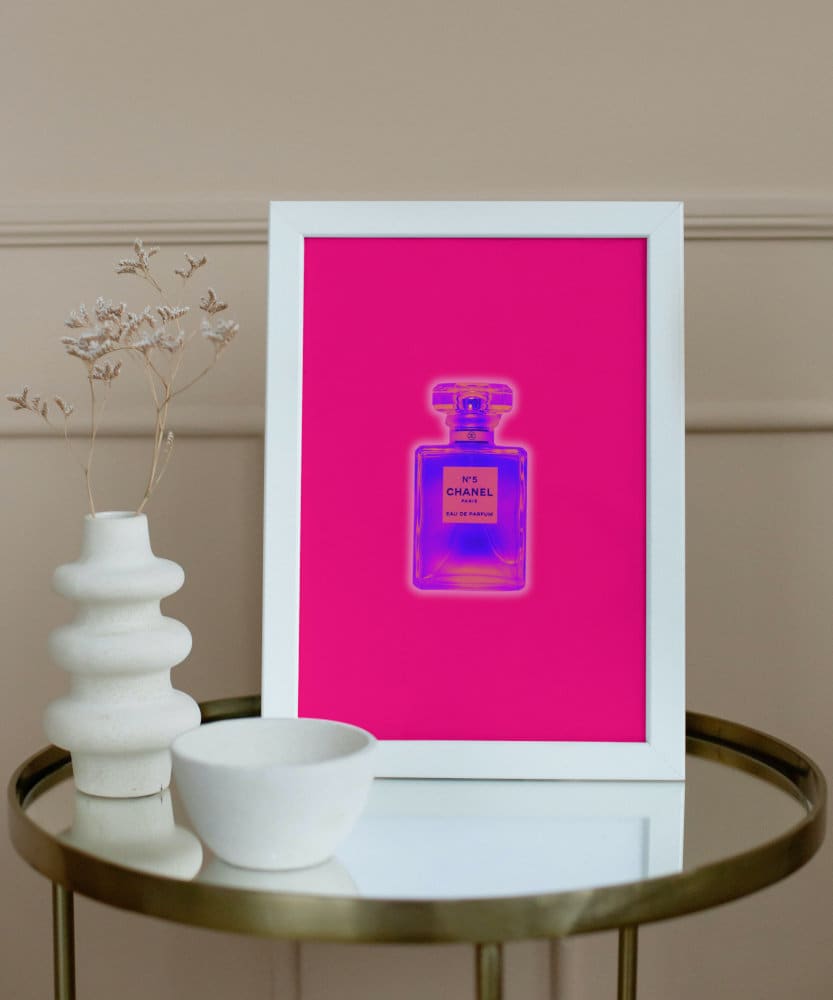 Purple Perfume Bottle DIGITAL PRINT, Designer wall art, Glam Print, purple poster, bold color, hot pink wall art, designer wall art, perfume