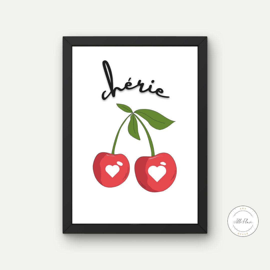 Valentine's Day Cherie Cherry Poster DIGITAL DOWNLOAD ART PRINTS, preppy poster print, funky one piece poster, college dorm poster, fruit poster, Valentine's day Decor | Posters, Prints, & Visual Artwork | aesthetic preppy room decor, all you need is love, art for bedroom, art ideas for bedroom walls, art printables, bathroom wall art printables, bedroom art, bedroom pictures, bedroom wall art, bedroom wall art ideas, bedroom wall painting, buy digital art prints online, buy digital prints online, canvas wa