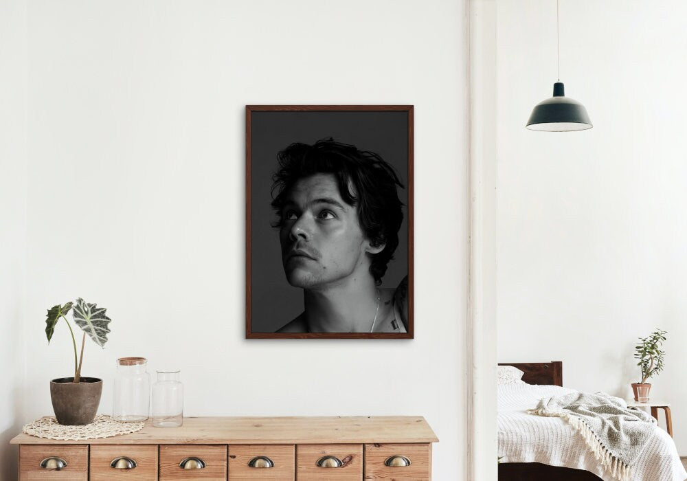 Black and White Harry Styles Poster DIGITAL PRINT, Music Fan Art, Black & White Fashion Wall Art, Hypebeast Poster, pop culture poster