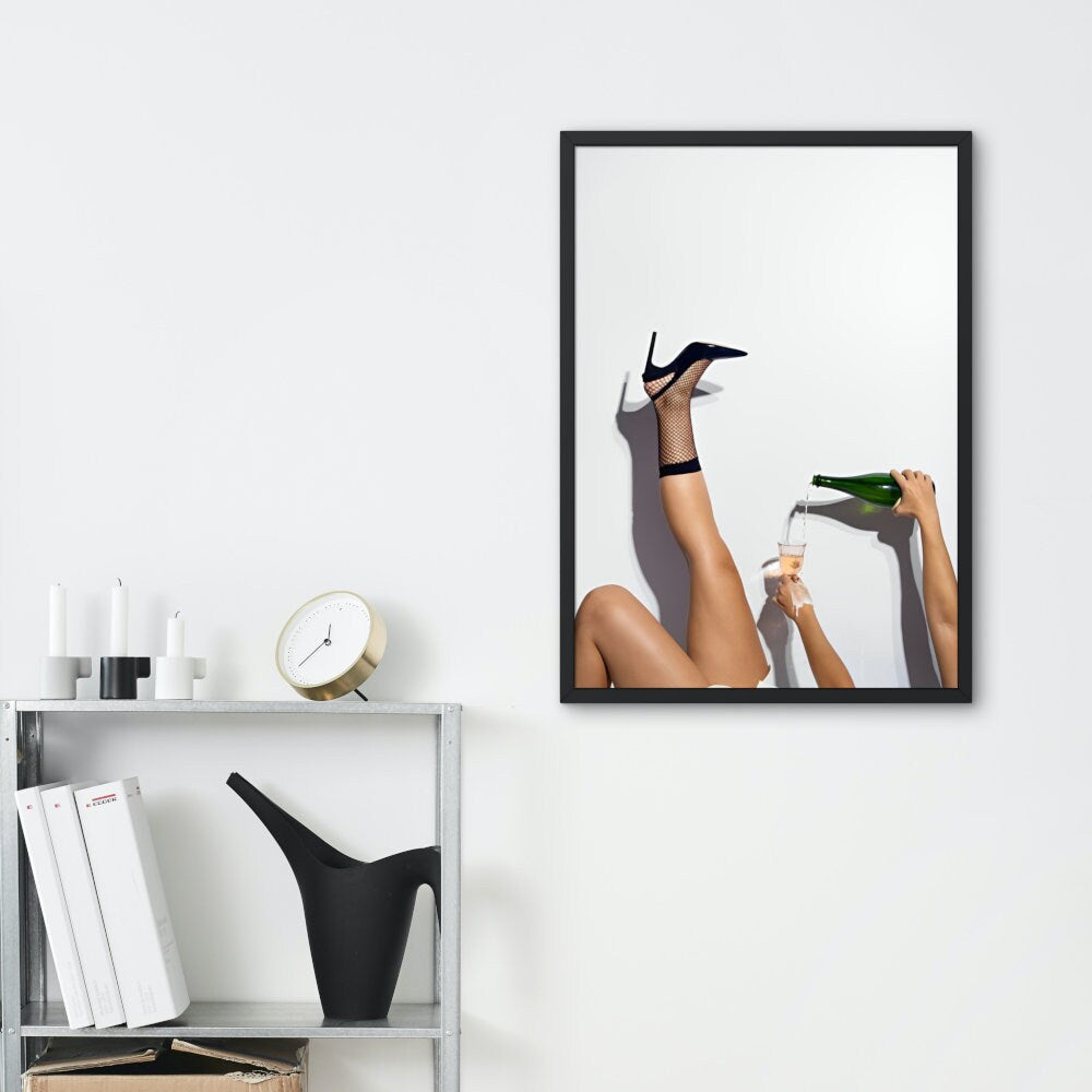 Champagne Fashion Poster INSTANT DOWNLOAD, Classy wall art, glam decor, Bazaar poster, Fashion wall art, champagne art print, hypebeast