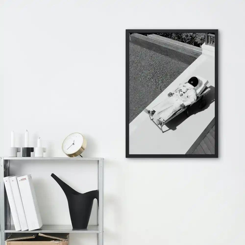Astronaut by the Pool Black and White Poster INSTANT DOWNLOAD, indie room décor, artsy poster, astronaut print, swimming pool art, hypebeast