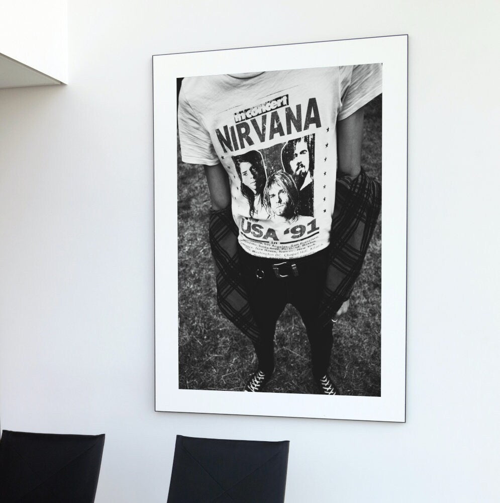 Nirvana Poster INSTANT DOWNLOAD, Musical Art Canvas, Nirvana Concert Poster black & white, grunge wall art, concert posters, y2k decor