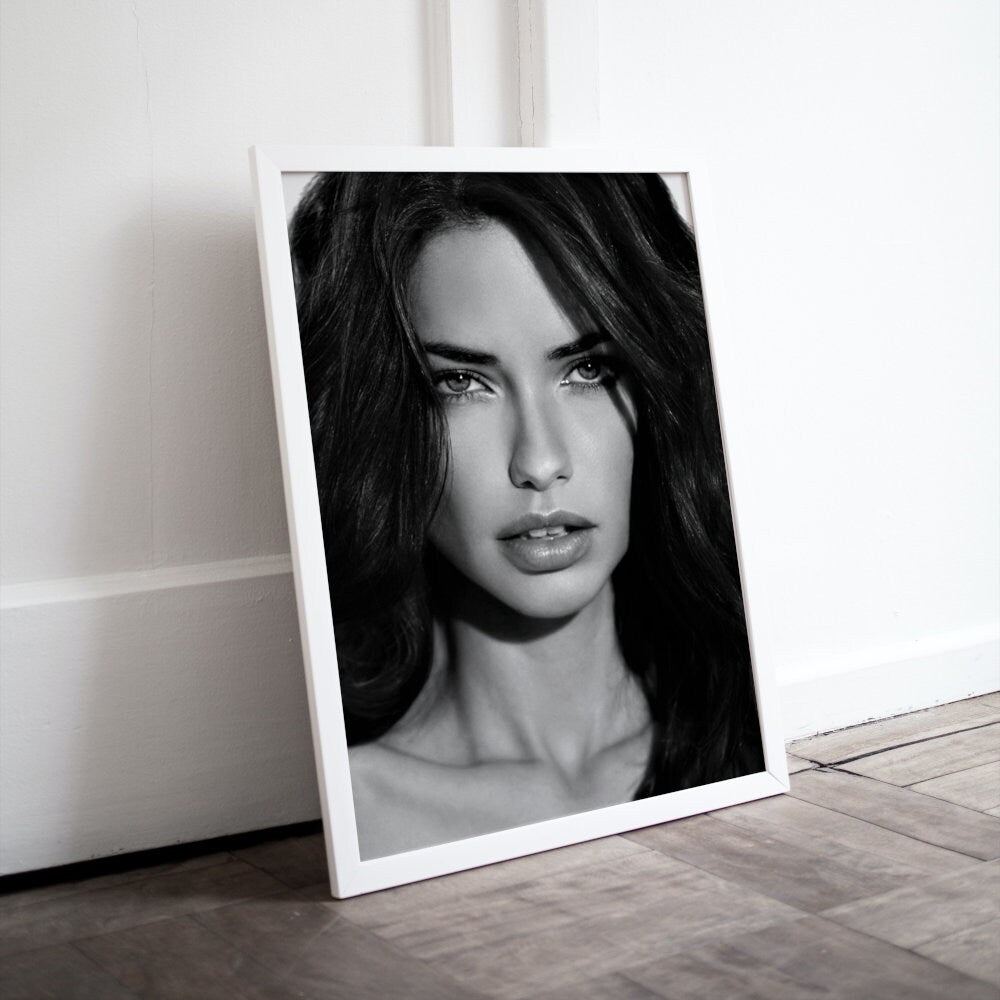 Black and White Adriana Lima Poster INSTANT DOWNLOAD, Fashion Photography, Fashion Wall Decor, High-Profile Supermodel, Fashion Icon, Glam