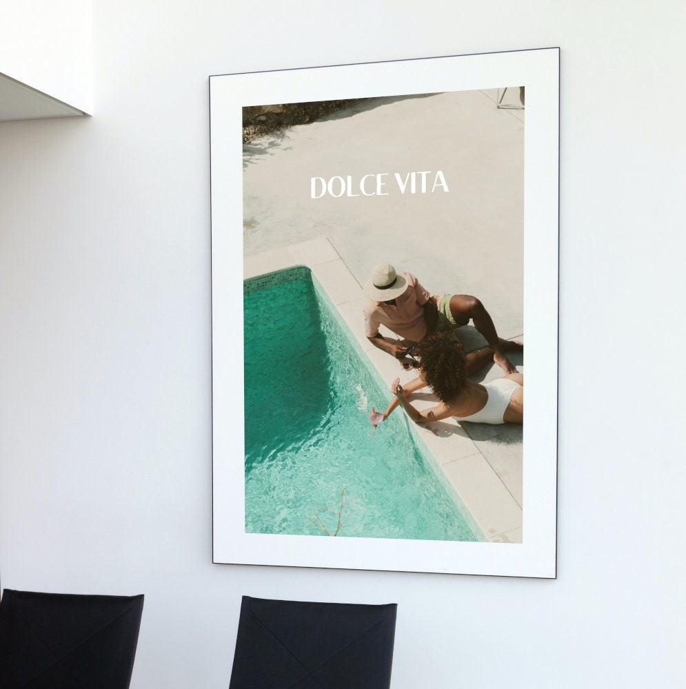 Dolce Vita by the Pool Poster INSTANT DOWNLOAD, pool poster, Beach décor, Relaxing wall art, Summer Print, pool photography, couple poster