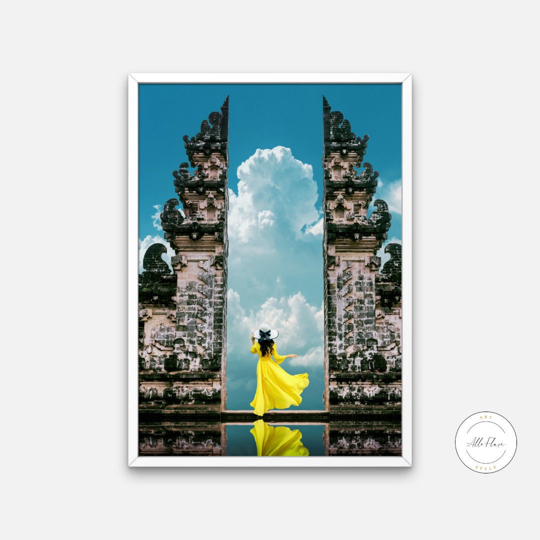 Bali Poster INSTANT DOWNLOAD, one piece wall art, bali travel poster, Coastal print, surfing poster, Gate of Heaven Bali Indonesia, tropical