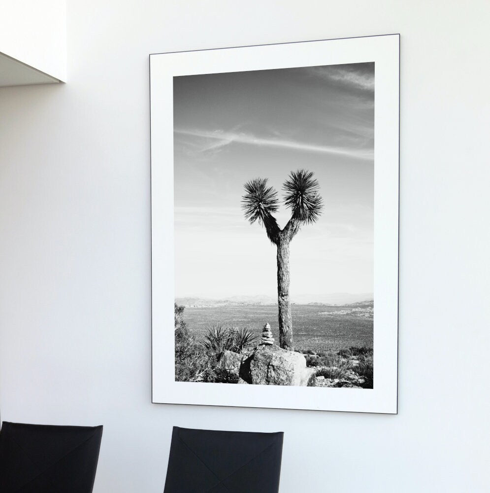 Black and White Joshua Tree Poster INSTANT DOWNLOAD, Black White Desert Art, national park poster, Landscape Prints Wall Art, Rustic Western