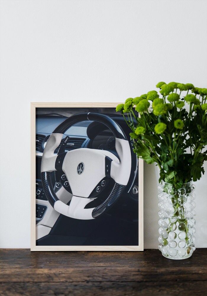 Black & White Steering Wheel Poster INSTANT DOWNLOAD, Luxury car Poster, Designer Wall Art, Luxury Fashion Wall Art, luxury hypebeast poster