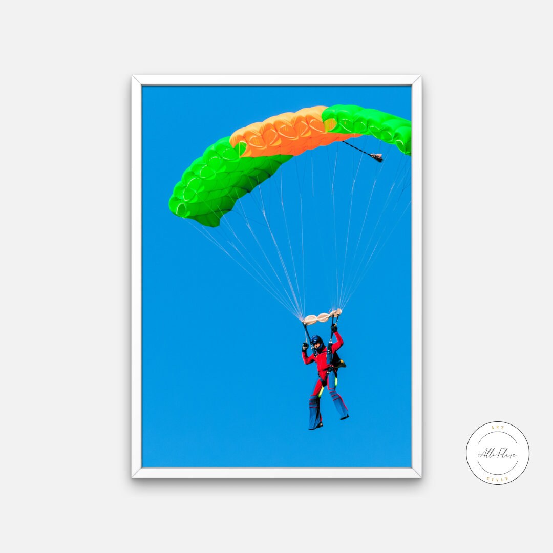 Sky Diving Poster INSTANT DOWNLOAD, sport wall art, extreme sports poster, sports aesthetic, sky printable, sports photography, bold colors