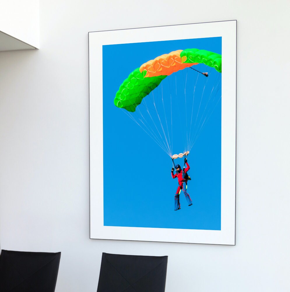 Sky Diving Poster INSTANT DOWNLOAD, sport wall art, extreme sports poster, sports aesthetic, sky printable, sports photography, bold colors