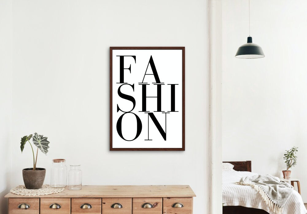 Black and White Fashion Poster DIGITAL PRINT, Luxury Fashion Print black & white, Glam poster, over the bed art, calligraphy font, Hypebeast