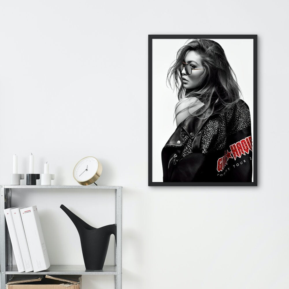 Gigi Hadid Rocker poster INSTANT DOWNLOAD, indie room décor, Fashion Photography, Fashion Wall Décor, High-Profile Supermodel, rock’n’roll