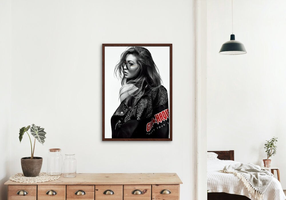 Gigi Hadid Rocker poster INSTANT DOWNLOAD, indie room décor, Fashion Photography, Fashion Wall Décor, High-Profile Supermodel, rock’n’roll