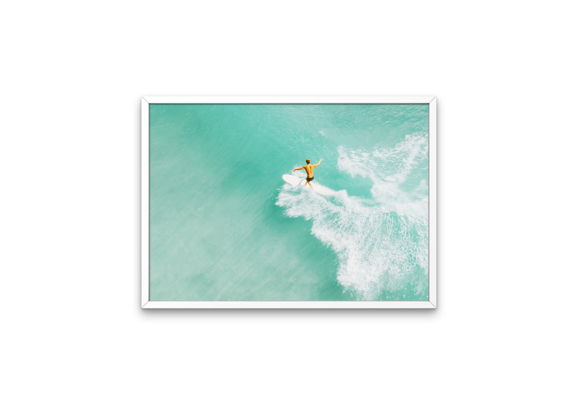Aerial Surfer DIGITAL PRINT, aerial photograph print, surf wall decor, surfboard print, surfing photo, horizontal art, over bed wall art