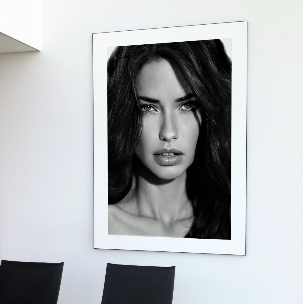 Black and White Adriana Lima Poster INSTANT DOWNLOAD, Fashion Photography, Fashion Wall Decor, High-Profile Supermodel, Fashion Icon, Glam