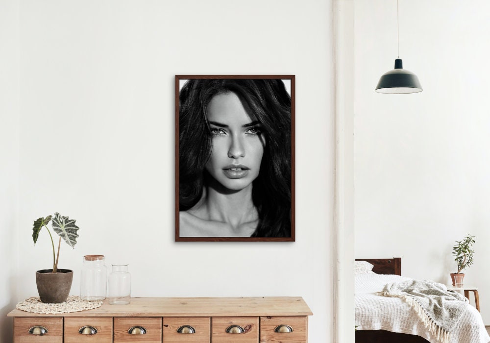 Black and White Adriana Lima Poster INSTANT DOWNLOAD, Fashion Photography, Fashion Wall Decor, High-Profile Supermodel, Fashion Icon, Glam