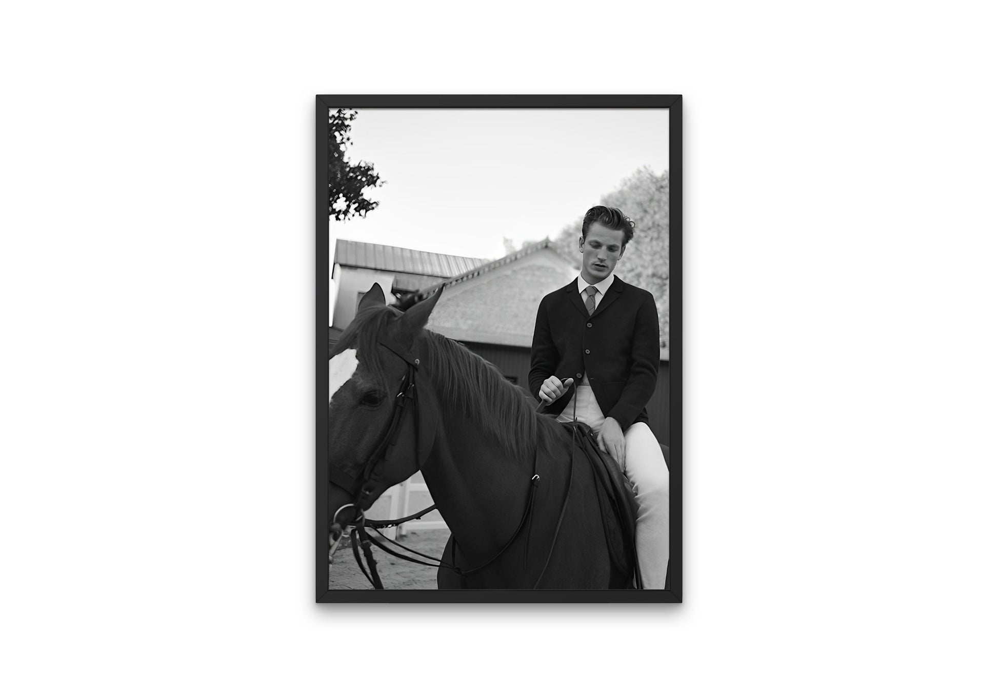 Black & White Polo Poster INSTANT DOWNLOAD, luxury fashion poster, preppy wall art, polo sport, luxury aesthetic, horse poster, male model